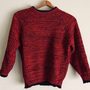 Vintage Red and Black Marled Pullover Knit Sweater